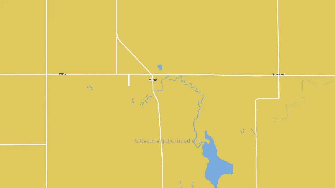 Map of the best neighborhoods in the Minto area, with better matches in green and worse matches in red