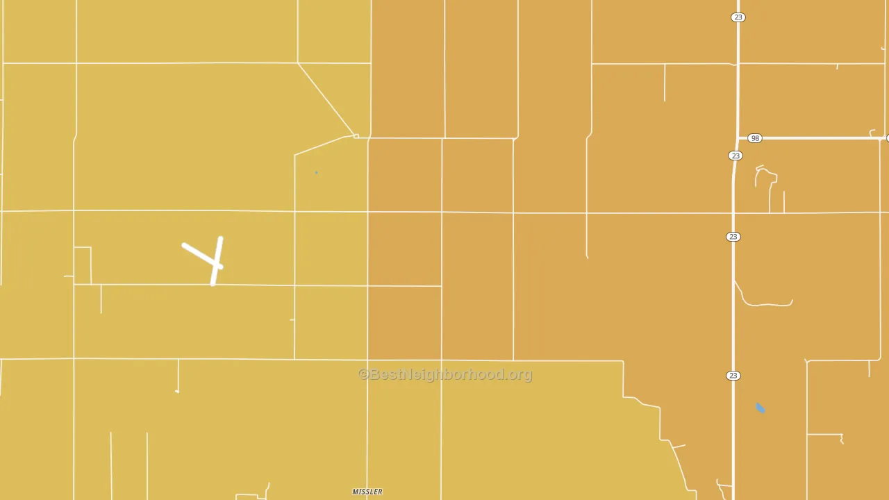 Map of the best neighborhoods in the Missler area, with better matches in green and worse matches in red