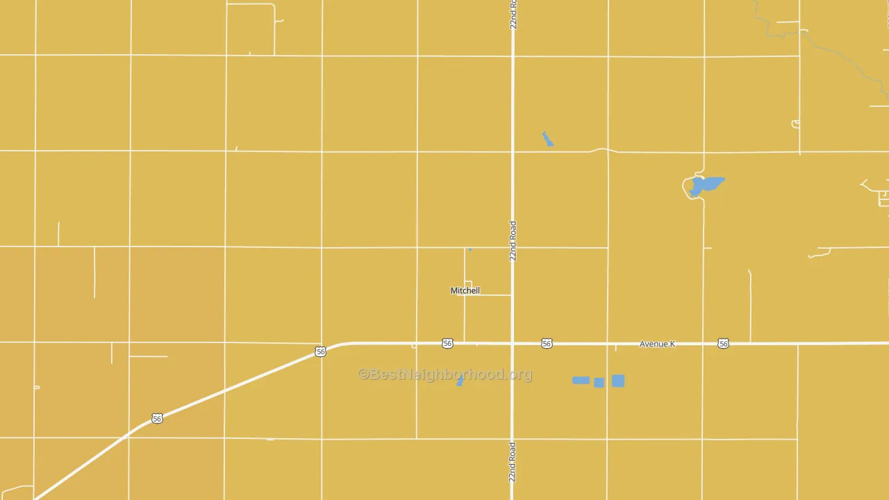 Map of the best neighborhoods in the Mitchell area, with better matches in green and worse matches in red