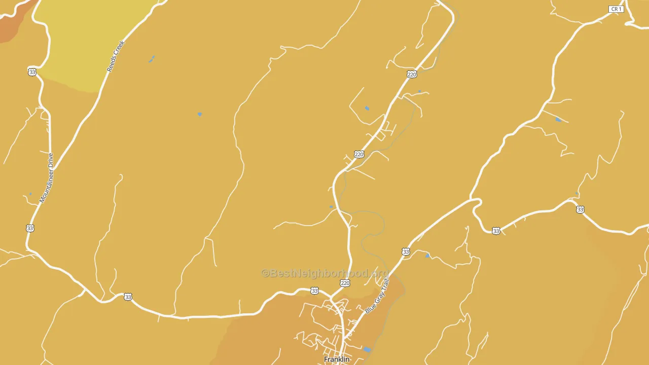 Map of the best neighborhoods in the Mitchell area, with better matches in green and worse matches in red