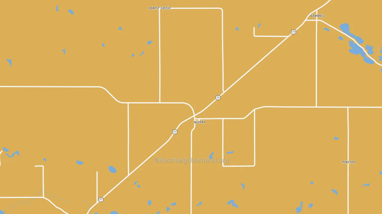 Map of the best neighborhoods in the Mizpah area, with better matches in green and worse matches in red