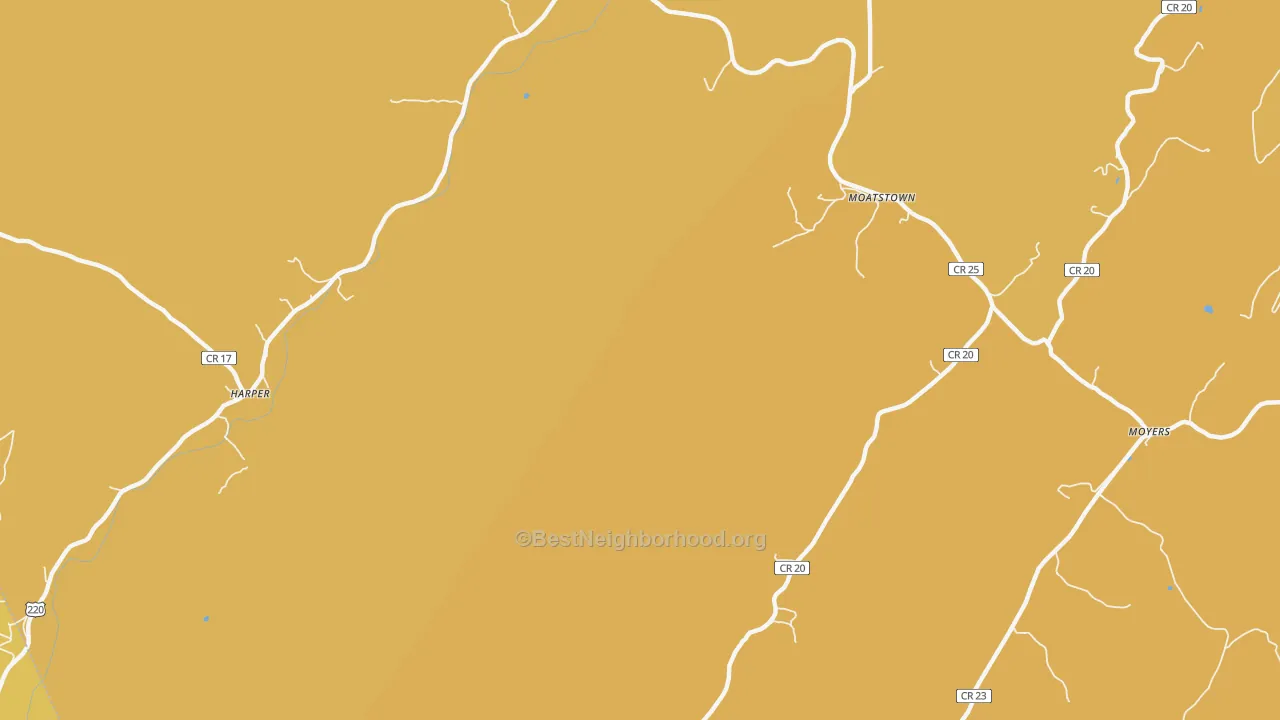 Map of the best neighborhoods in the Moatstown area, with better matches in green and worse matches in red