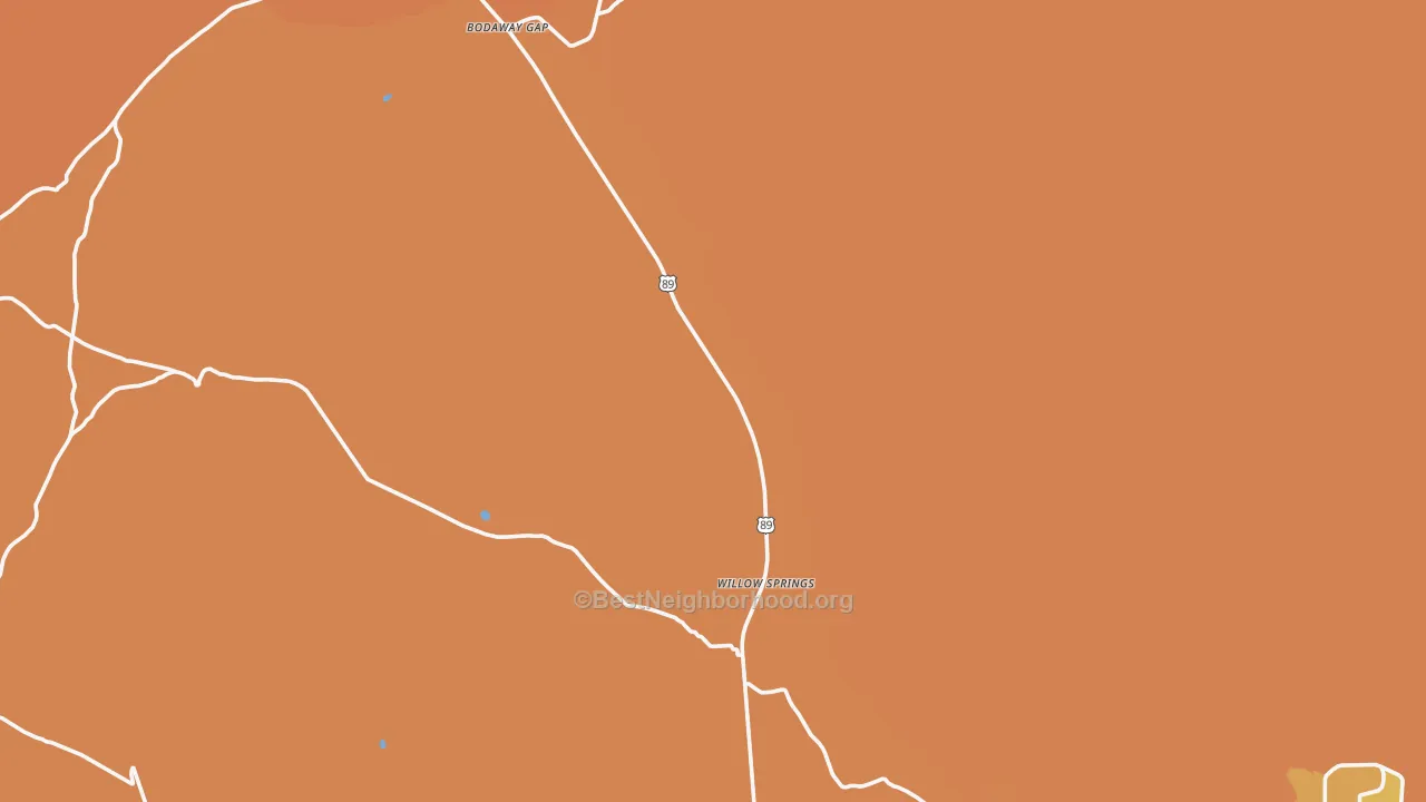 Map of the best neighborhoods in the Moenave area, with better matches in green and worse matches in red