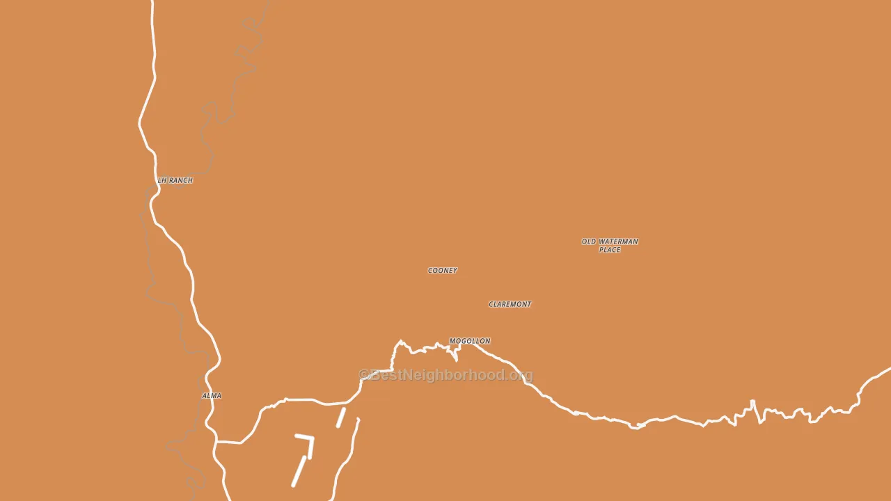 Map of the best neighborhoods in the Mogollon area, with better matches in green and worse matches in red