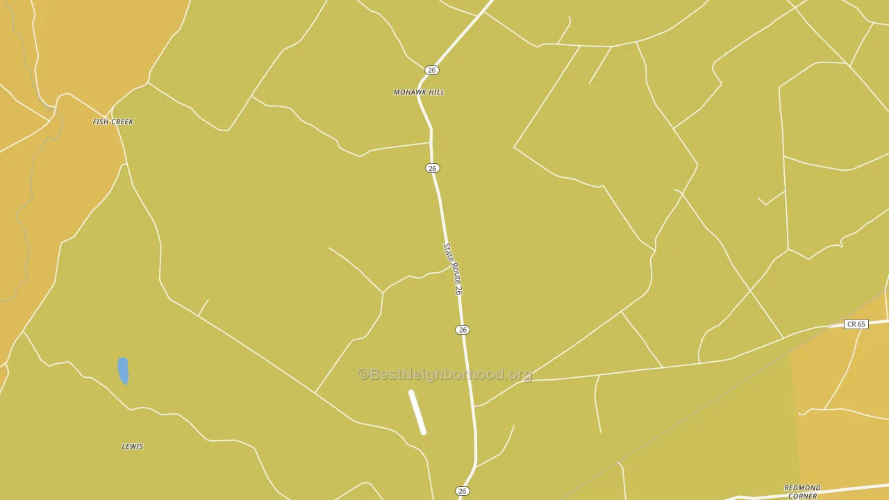 Map of the best neighborhoods in the Mohawk Hill area, with better matches in green and worse matches in red