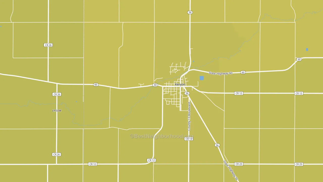 Map of the best neighborhoods in the Moland area, with better matches in green and worse matches in red