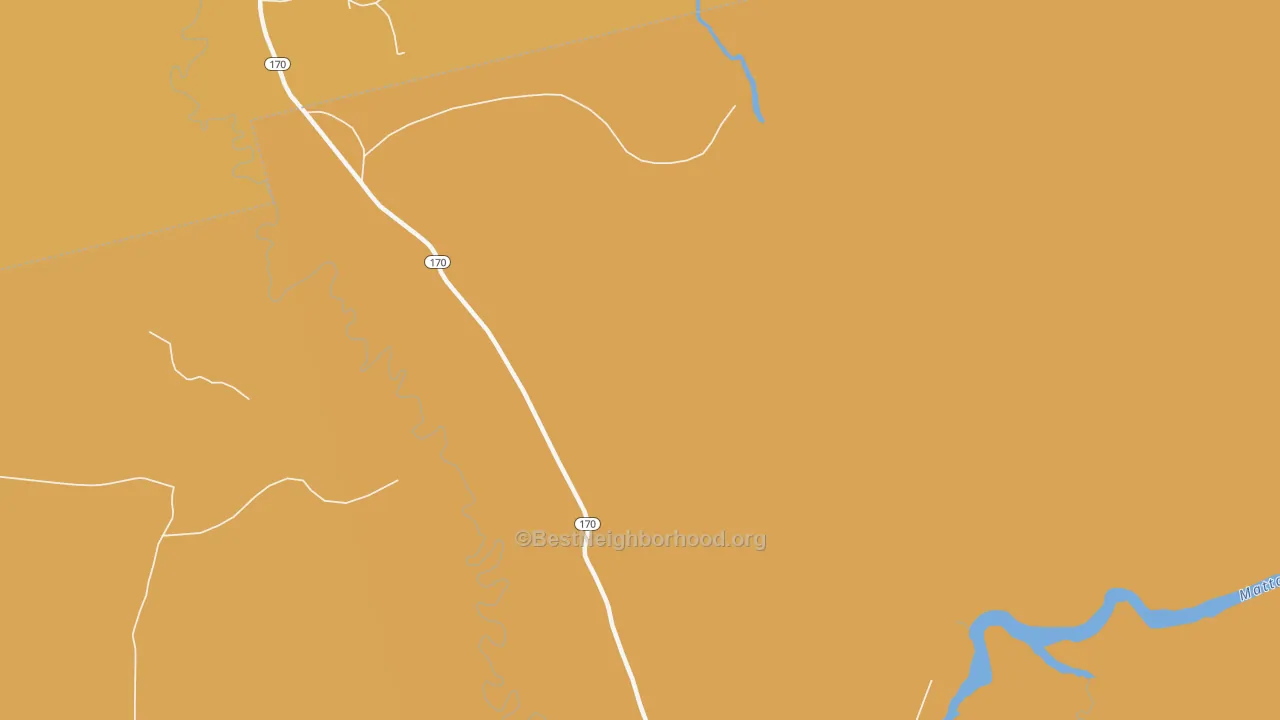 Map of the best neighborhoods in the Molunkus area, with better matches in green and worse matches in red