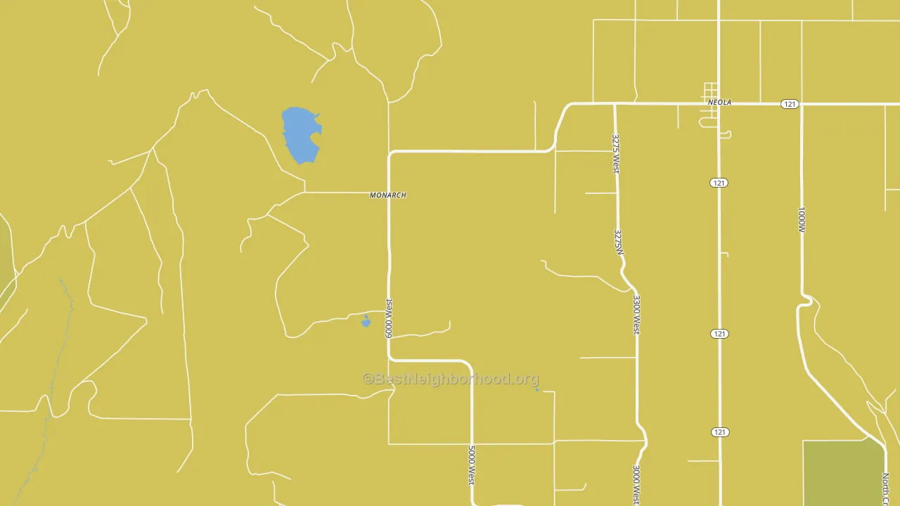 Map of the best neighborhoods in the Monarch area, with better matches in green and worse matches in red