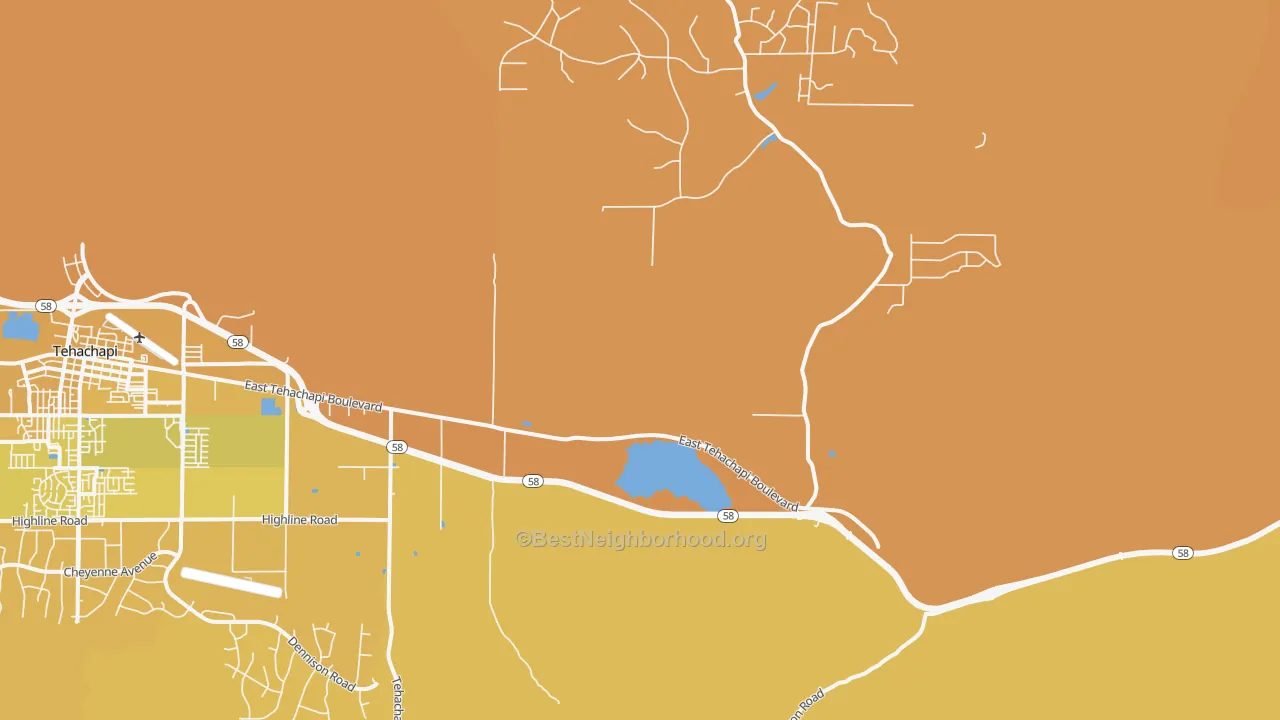 Map of the best neighborhoods in the Monolith area, with better matches in green and worse matches in red