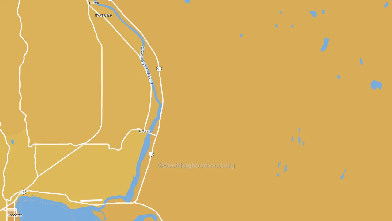 Map of the best neighborhoods in the Monse area, with better matches in green and worse matches in red