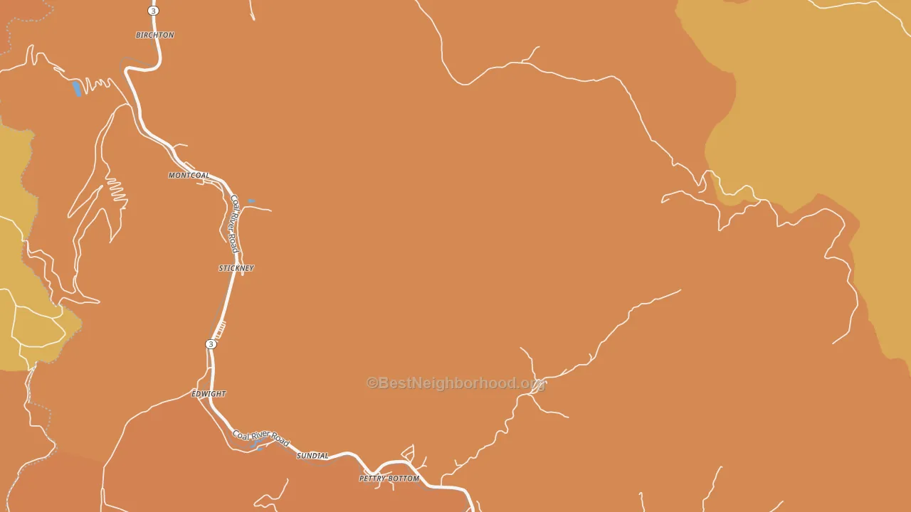 Map of the best neighborhoods in the Montcoal area, with better matches in green and worse matches in red
