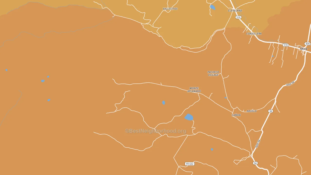 Map of the best neighborhoods in the Monte Aplanado area, with better matches in green and worse matches in red