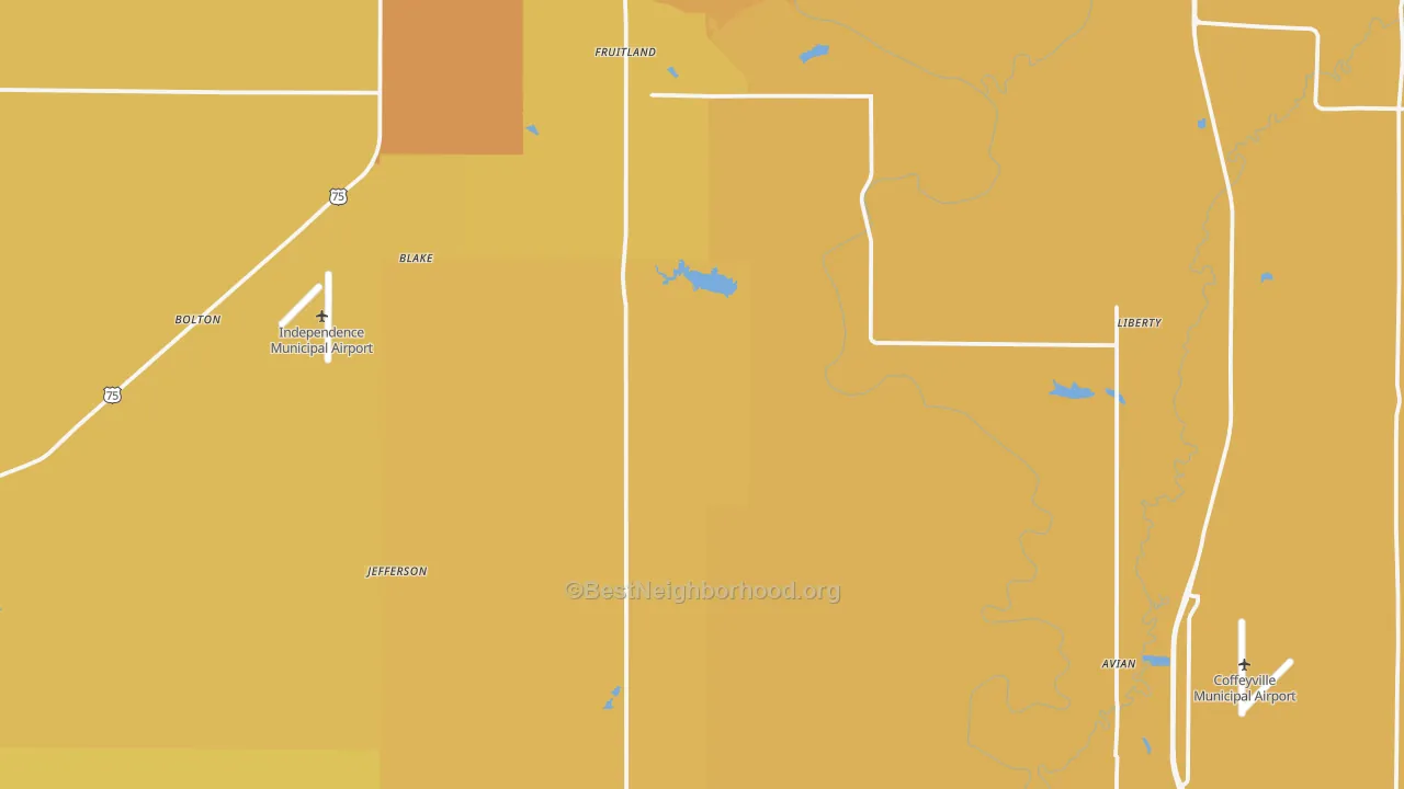 Map of the best neighborhoods in the Montgomery County area, with better matches in green and worse matches in red