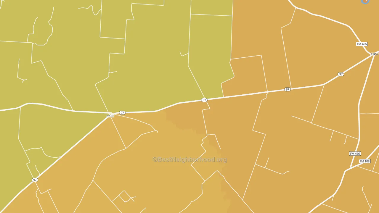 Map of the best neighborhoods in the Monthalia area, with better matches in green and worse matches in red