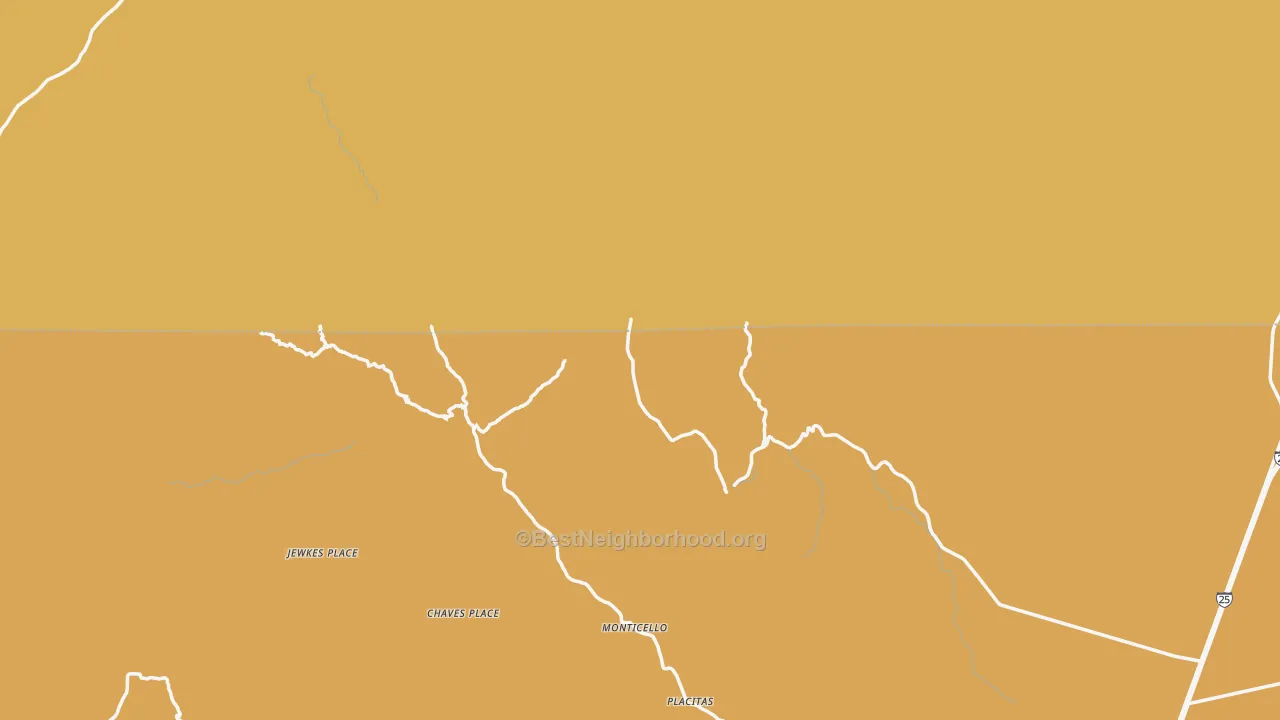 Map of the best neighborhoods in the Monticello area, with better matches in green and worse matches in red