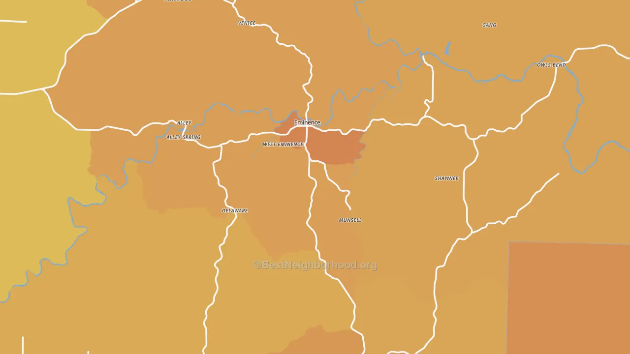 Map of the best neighborhoods in the Montier area, with better matches in green and worse matches in red