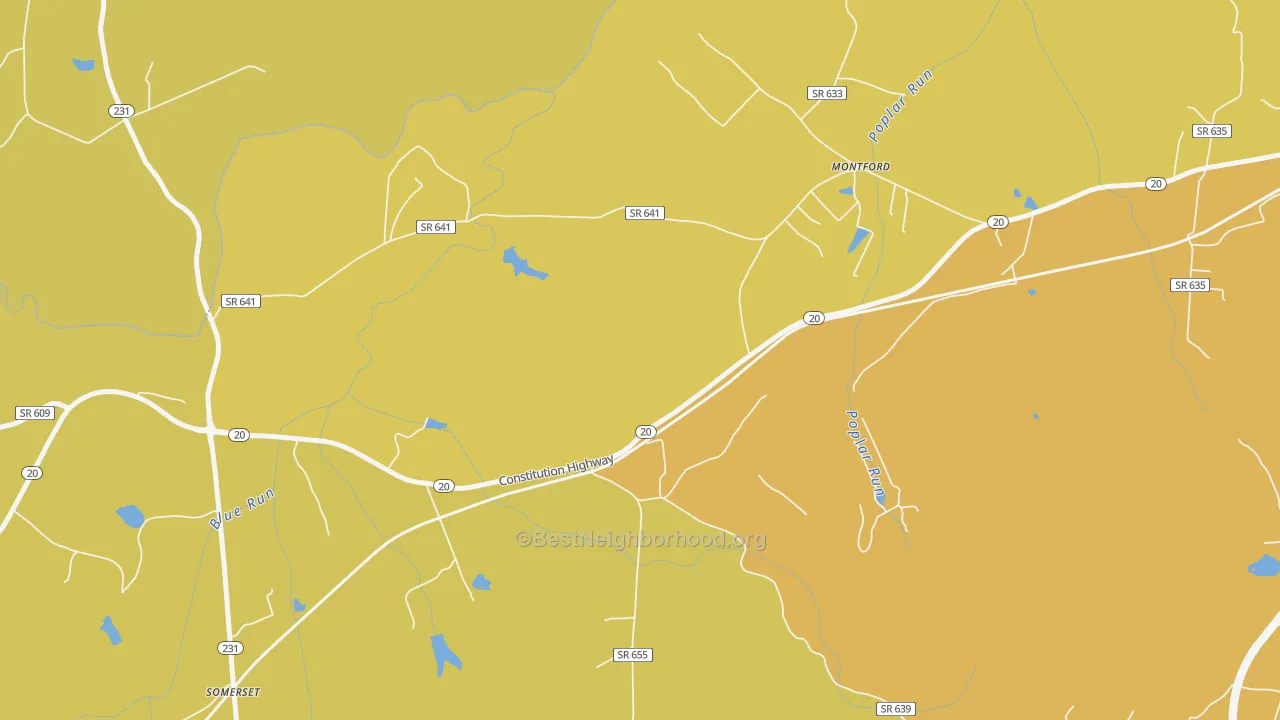 Map of the best neighborhoods in the Montpelier Station area, with better matches in green and worse matches in red