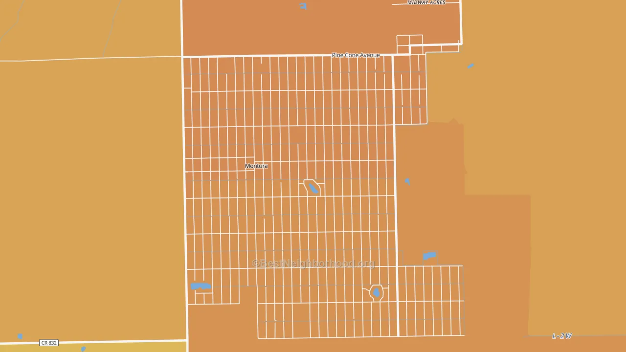 Map of the best neighborhoods in the Montura area, with better matches in green and worse matches in red