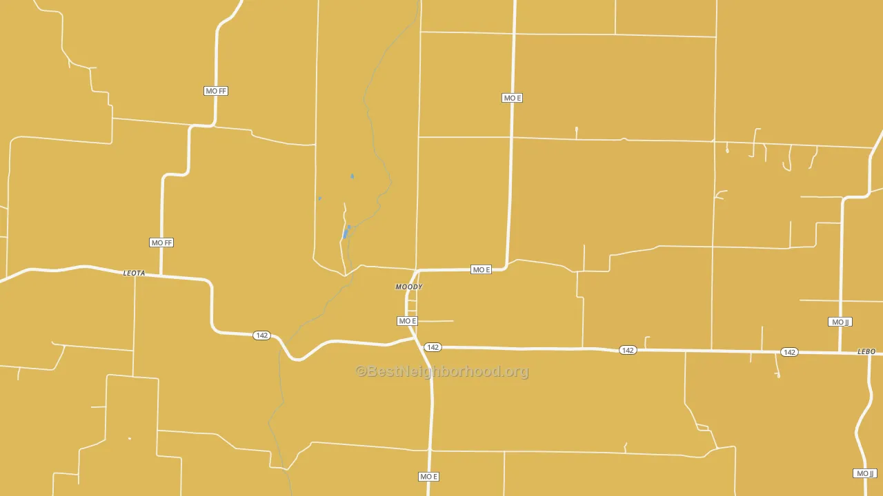 Map of the best neighborhoods in the Moody area, with better matches in green and worse matches in red