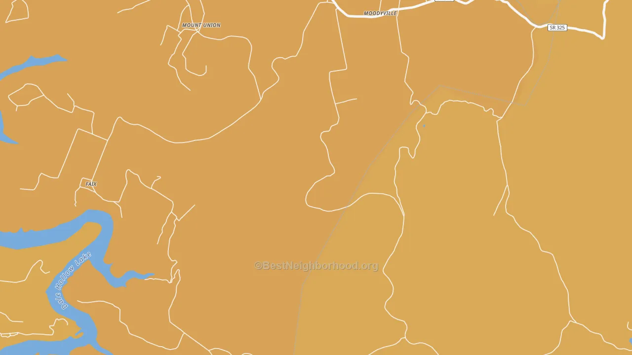 Map of the best neighborhoods in the Moodyville area, with better matches in green and worse matches in red