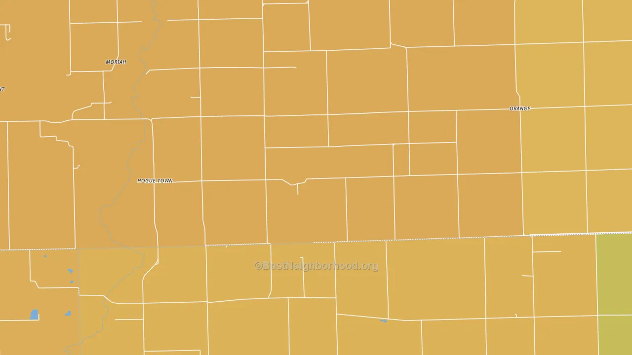 Map of the best neighborhoods in the Moonshine area, with better matches in green and worse matches in red