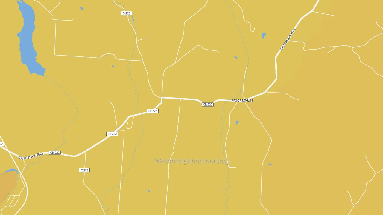 Map of the best neighborhoods in the Mooresville area, with better matches in green and worse matches in red