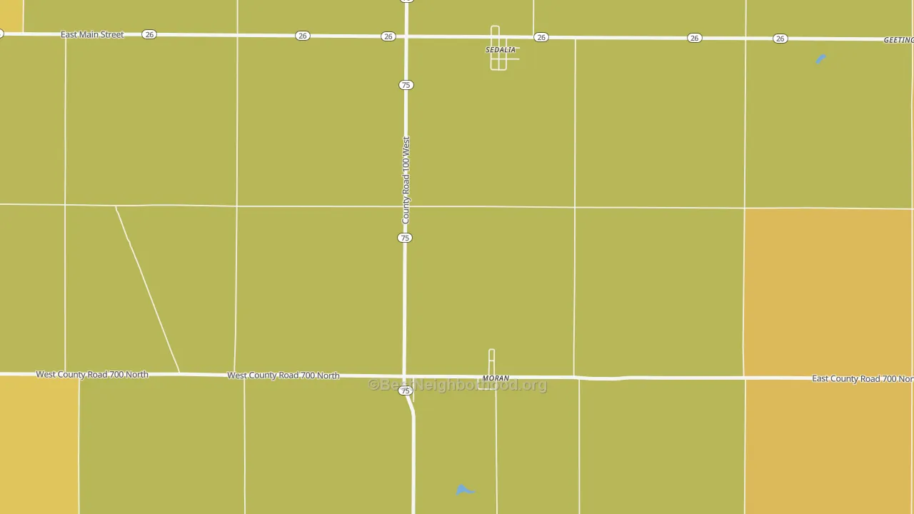 Map of the best neighborhoods in the Moran area, with better matches in green and worse matches in red