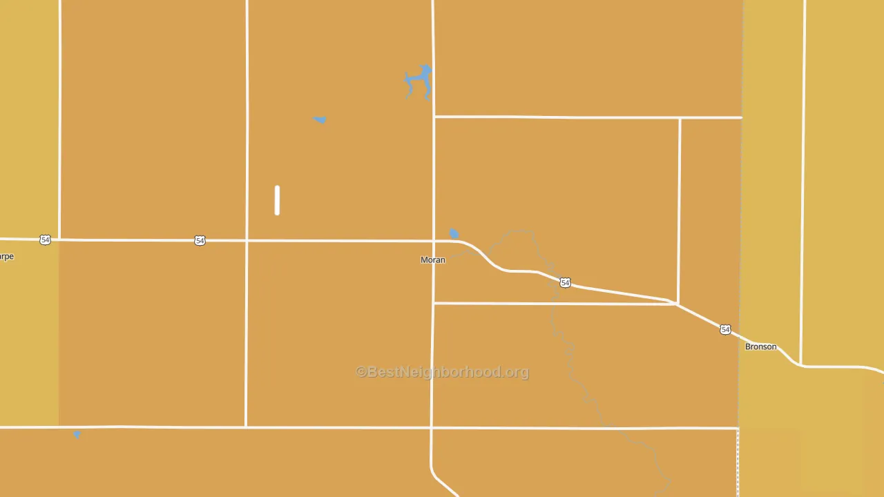 Map of the best neighborhoods in the Moran area, with better matches in green and worse matches in red