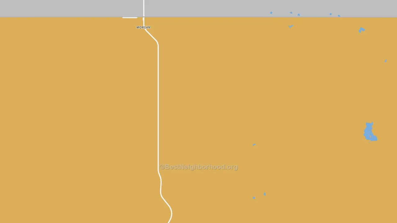 Map of the best neighborhoods in the Morgan area, with better matches in green and worse matches in red