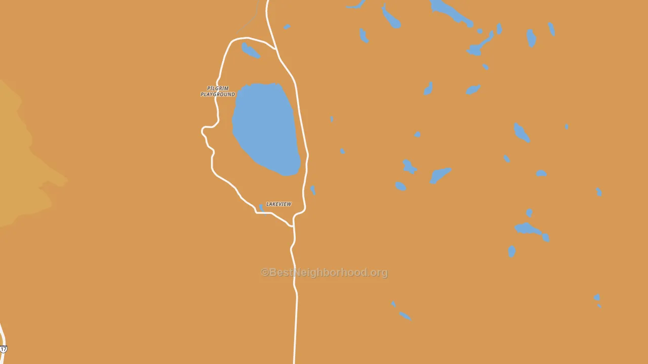 Map of the best neighborhoods in the Mormon Lake area, with better matches in green and worse matches in red