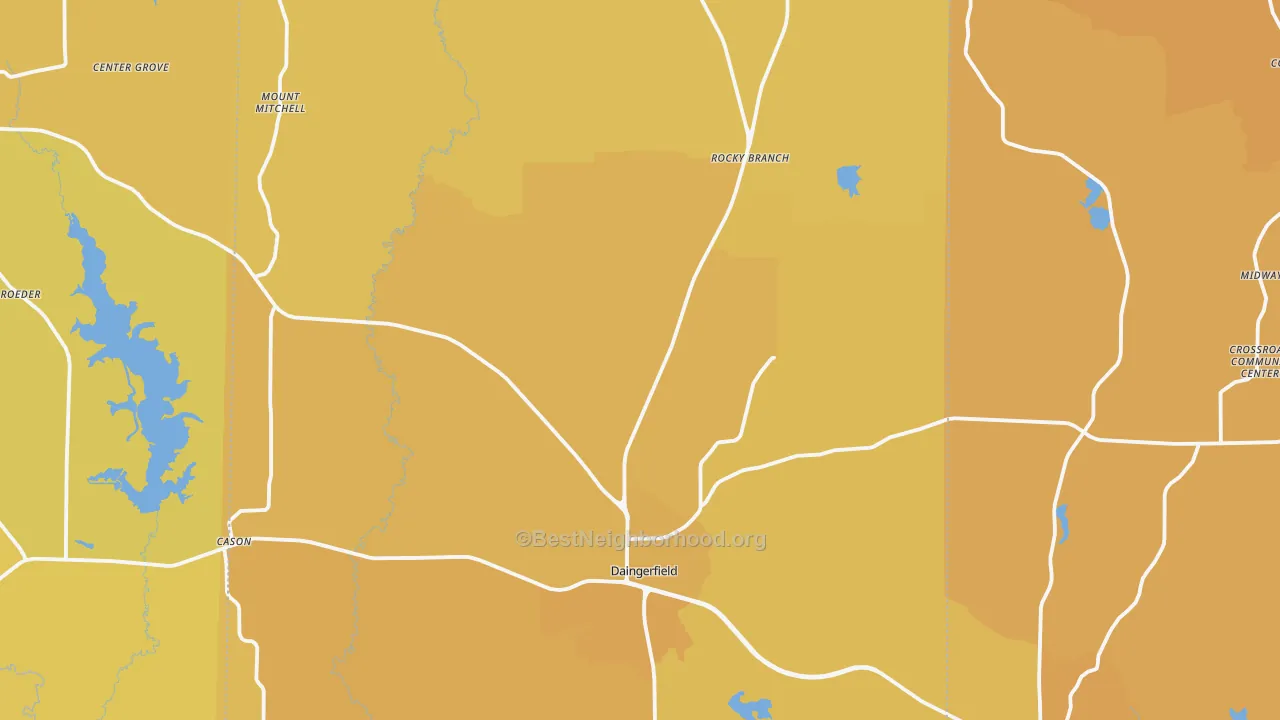 Map of the best neighborhoods in the Morris County area, with better matches in green and worse matches in red