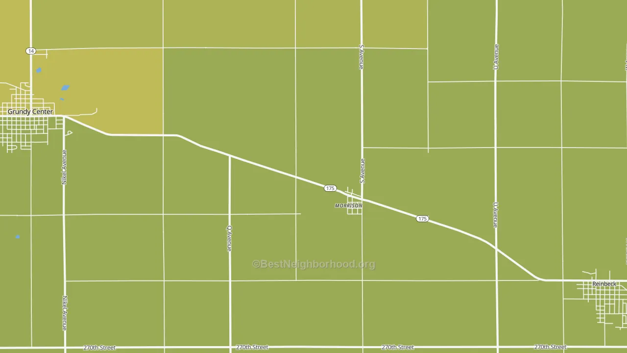 Map of the best neighborhoods in the Morrison area, with better matches in green and worse matches in red