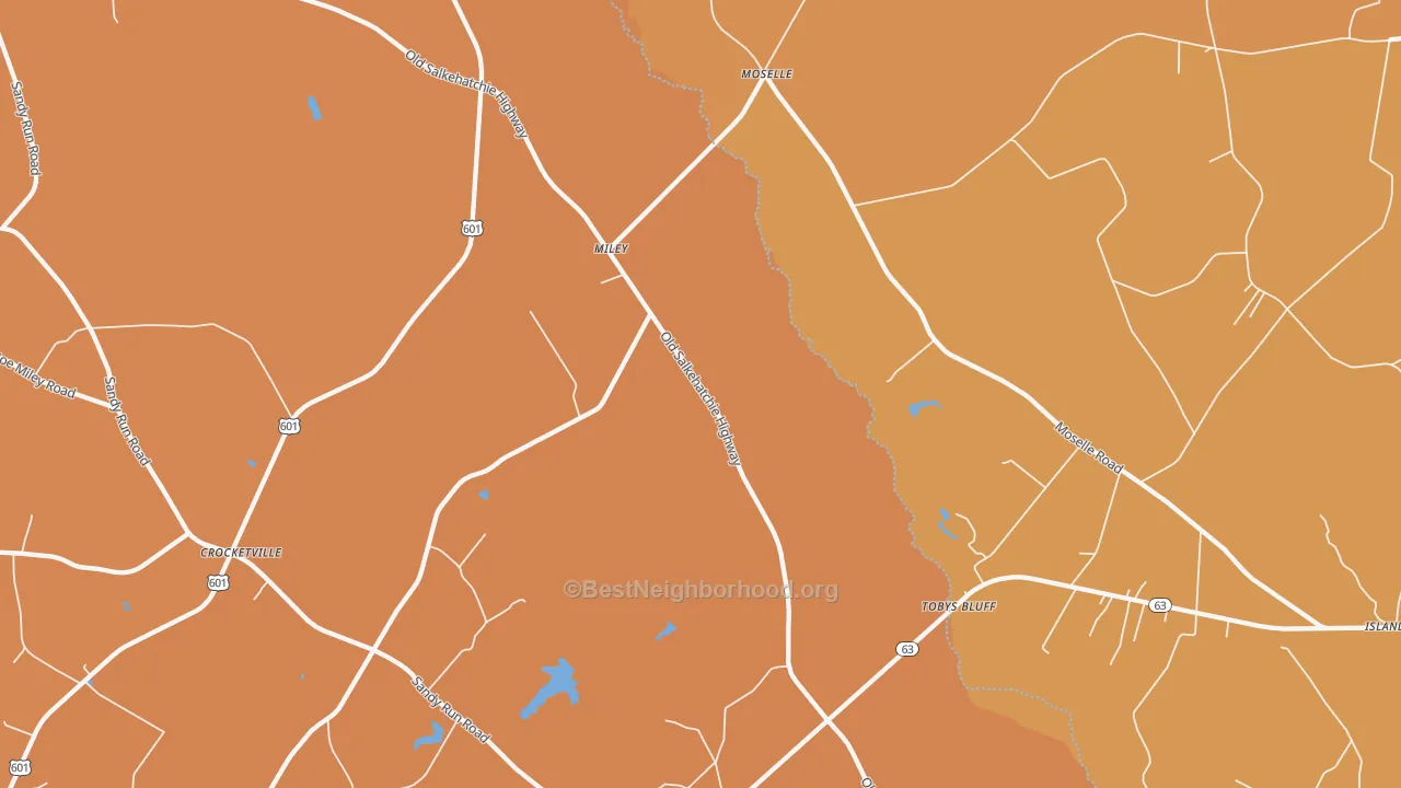 Map of the best neighborhoods in the Moselle area, with better matches in green and worse matches in red