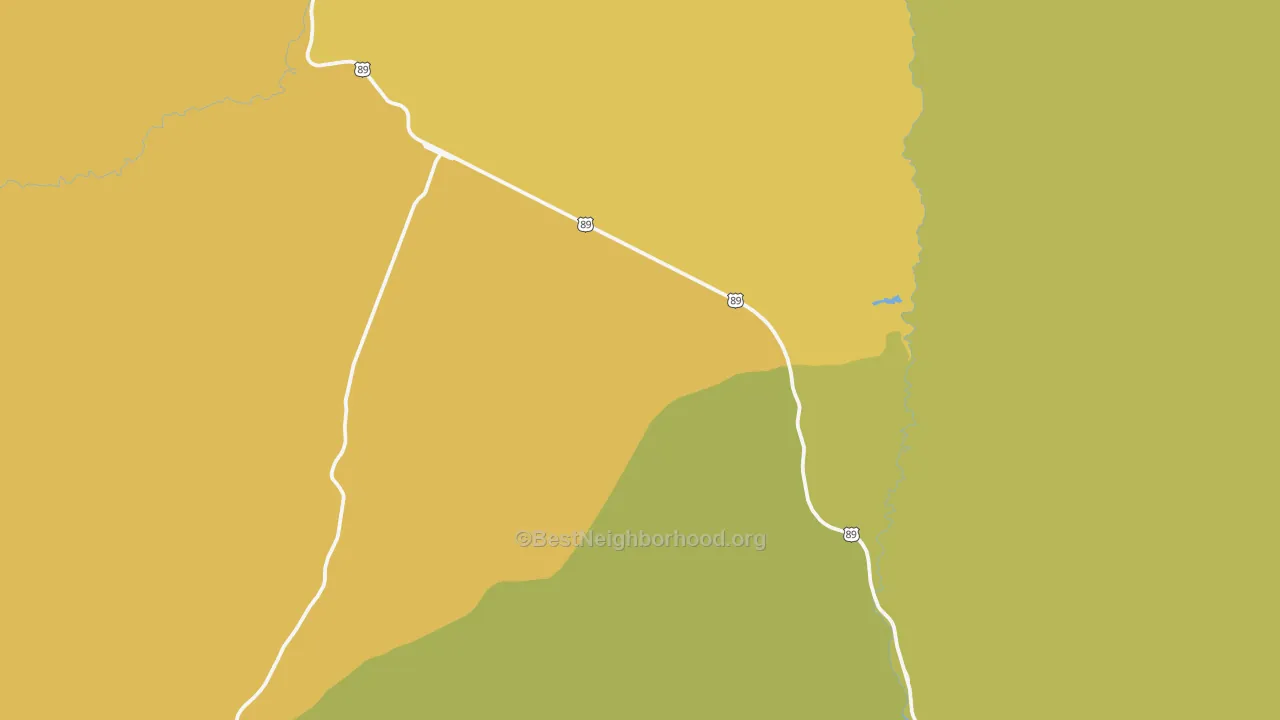 Map of the best neighborhoods in the Mount Carmel Junction area, with better matches in green and worse matches in red