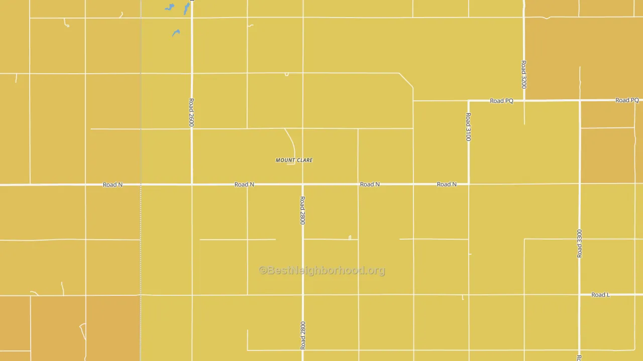 Map of the best neighborhoods in the Mount Clare area, with better matches in green and worse matches in red