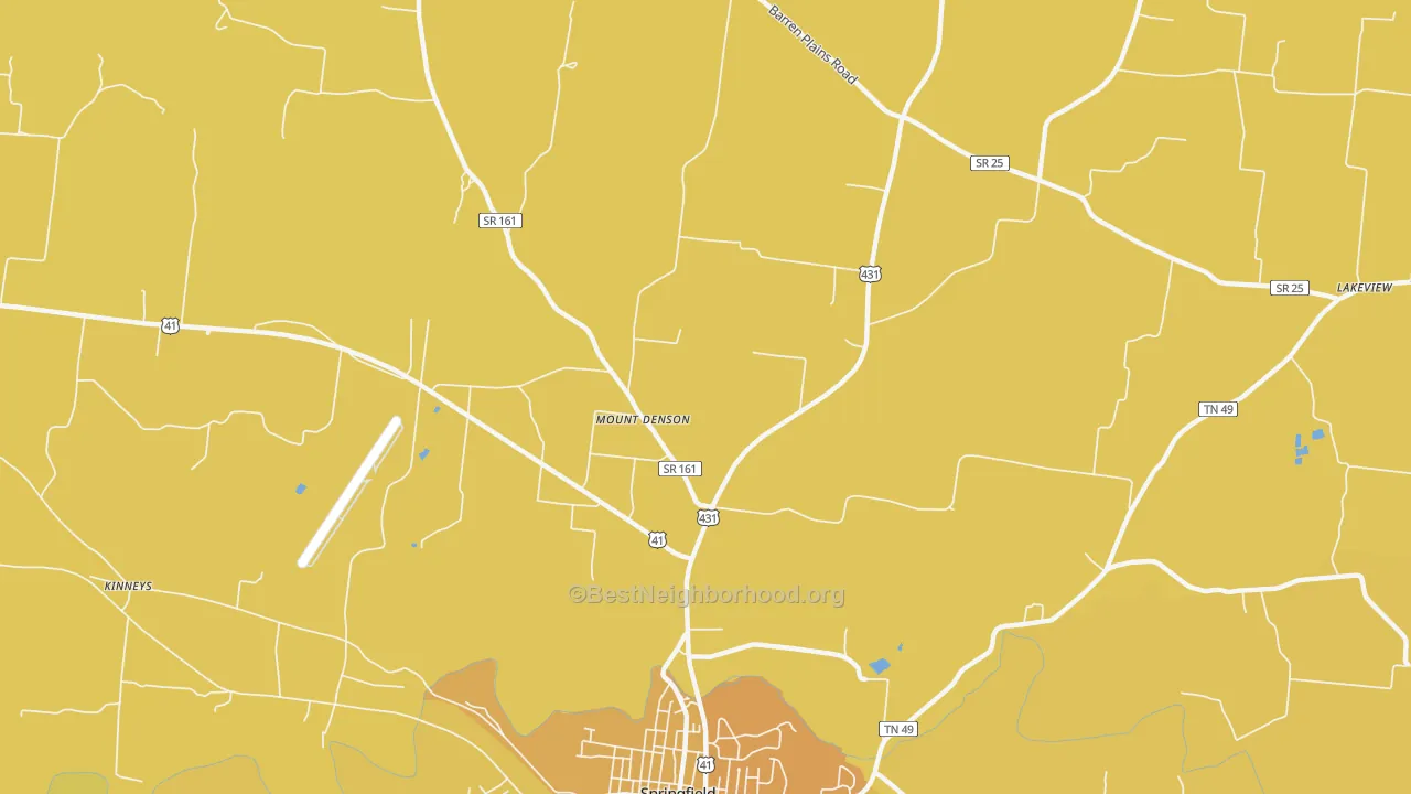 Map of the best neighborhoods in the Mount Denson area, with better matches in green and worse matches in red