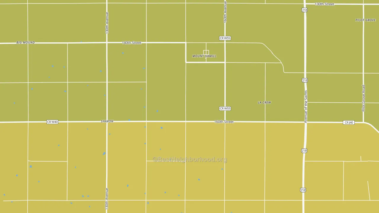 Map of the best neighborhoods in the Mount Hamill area, with better matches in green and worse matches in red