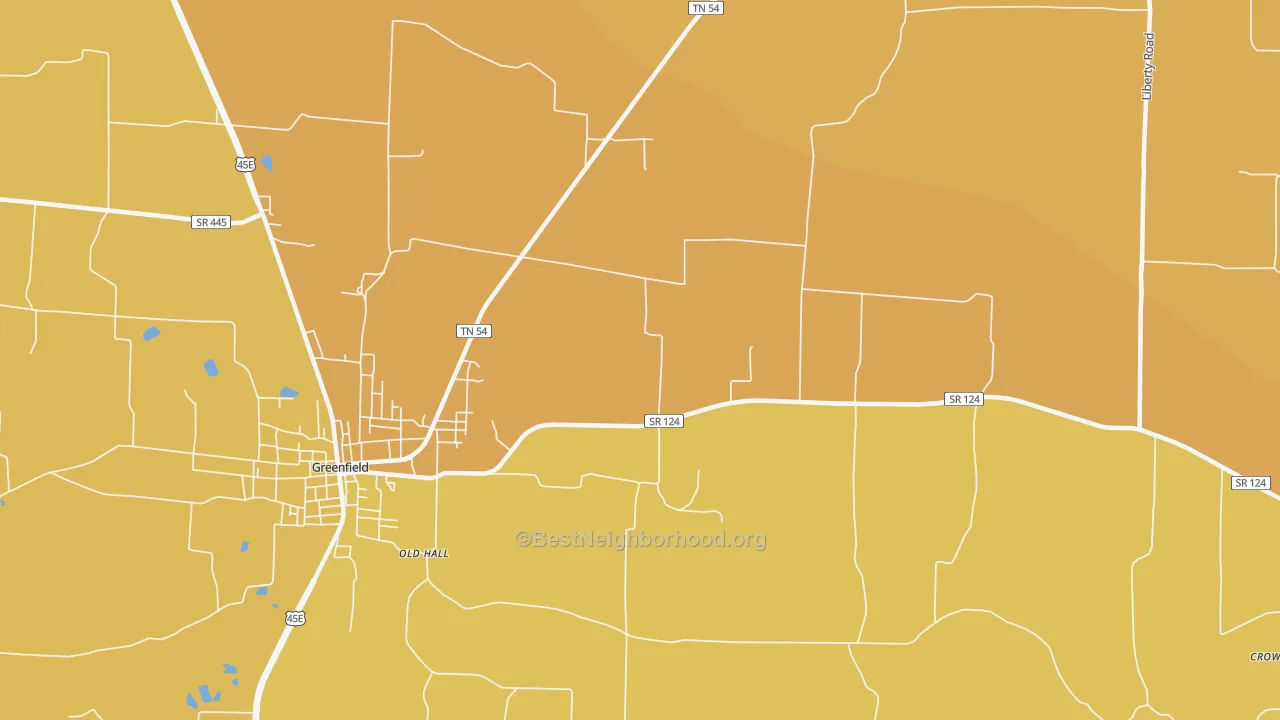 Map of the best neighborhoods in the Mount Herman area, with better matches in green and worse matches in red