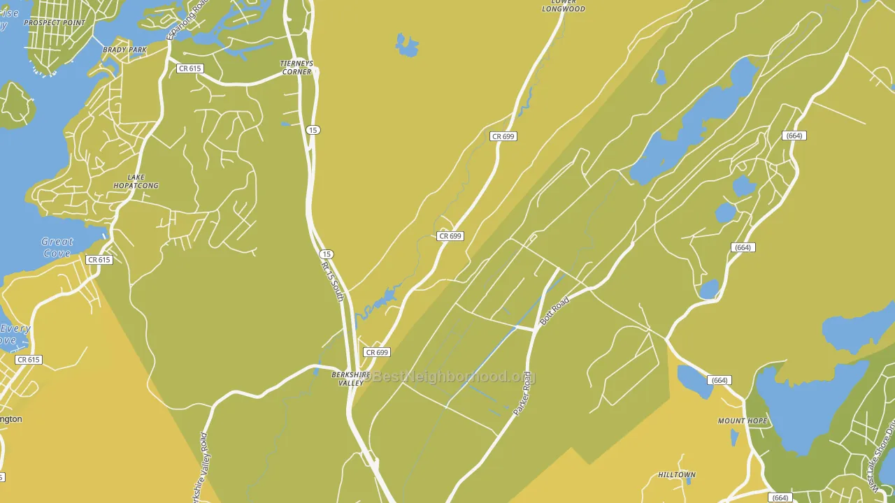 Map of the best neighborhoods in the Mount Hope area, with better matches in green and worse matches in red