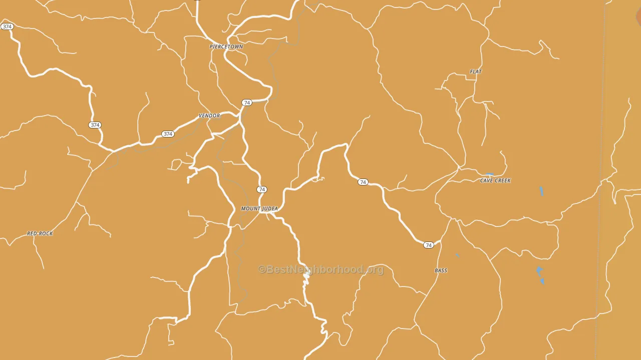 Map of the best neighborhoods in the Mount Judea area, with better matches in green and worse matches in red