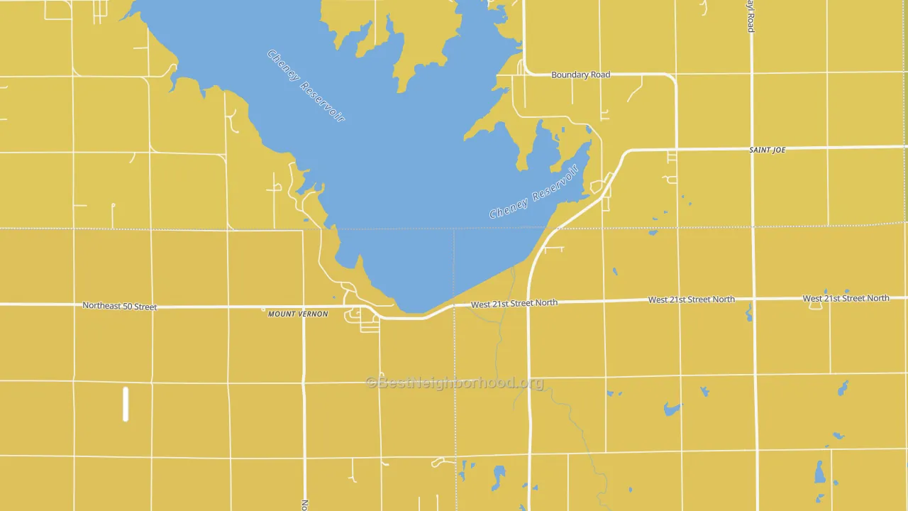 Map of the best neighborhoods in the Mount Vernon area, with better matches in green and worse matches in red