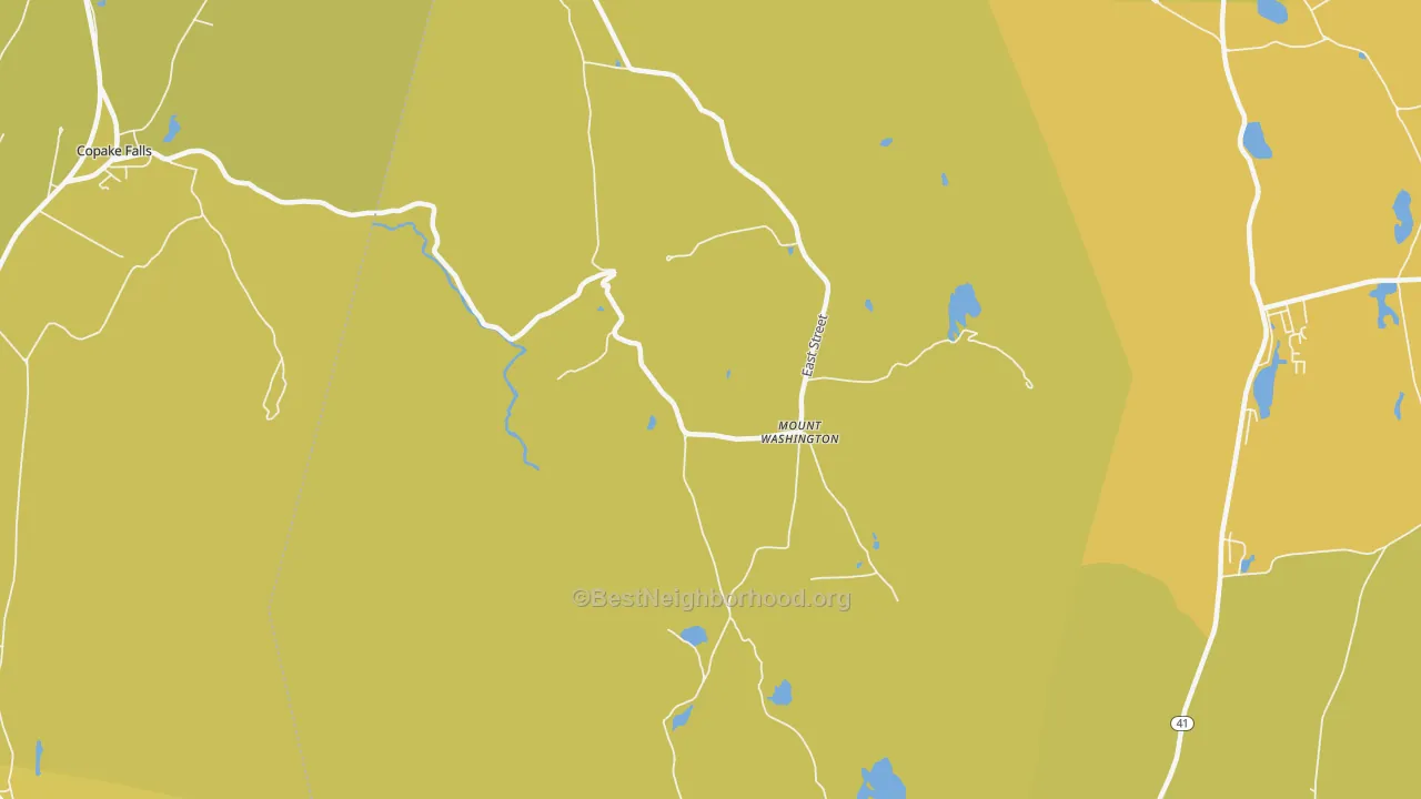Map of the best neighborhoods in the Mount Washington area, with better matches in green and worse matches in red