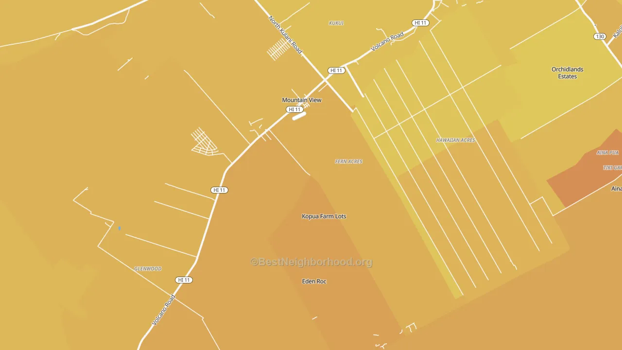 Map of the best neighborhoods in the Mountain View area, with better matches in green and worse matches in red