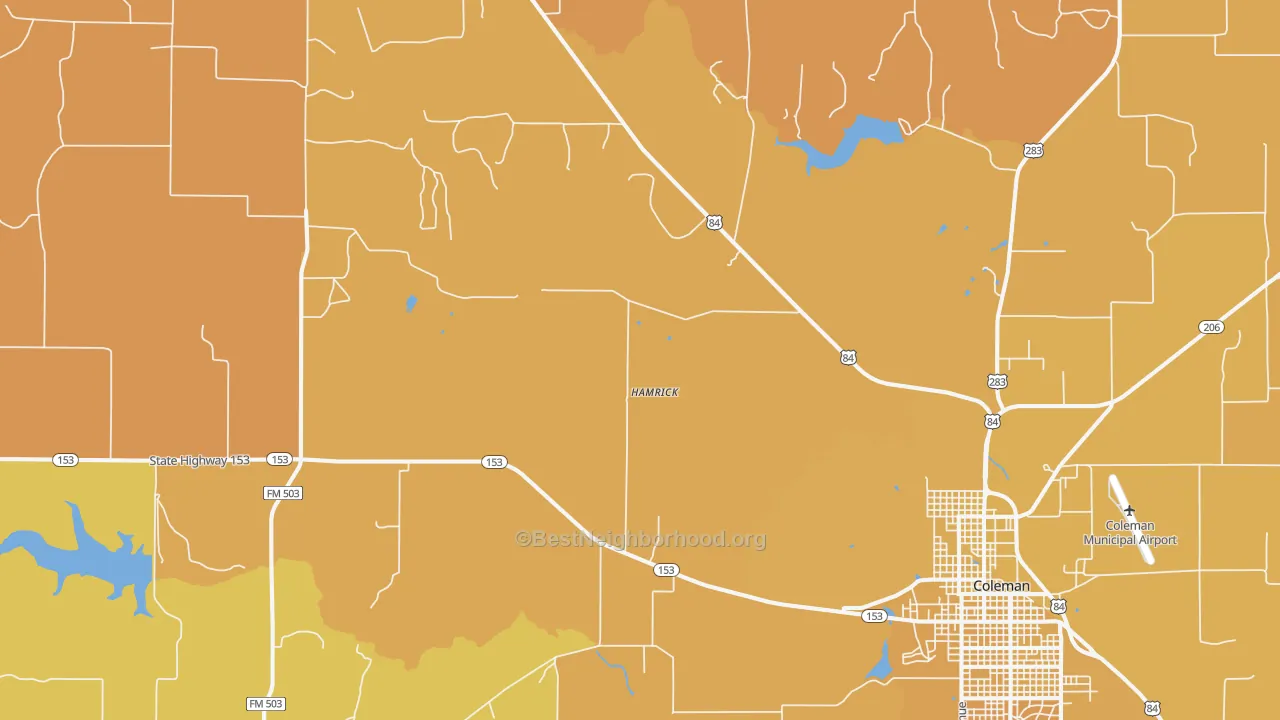 Map of the best neighborhoods in the Mozelle area, with better matches in green and worse matches in red