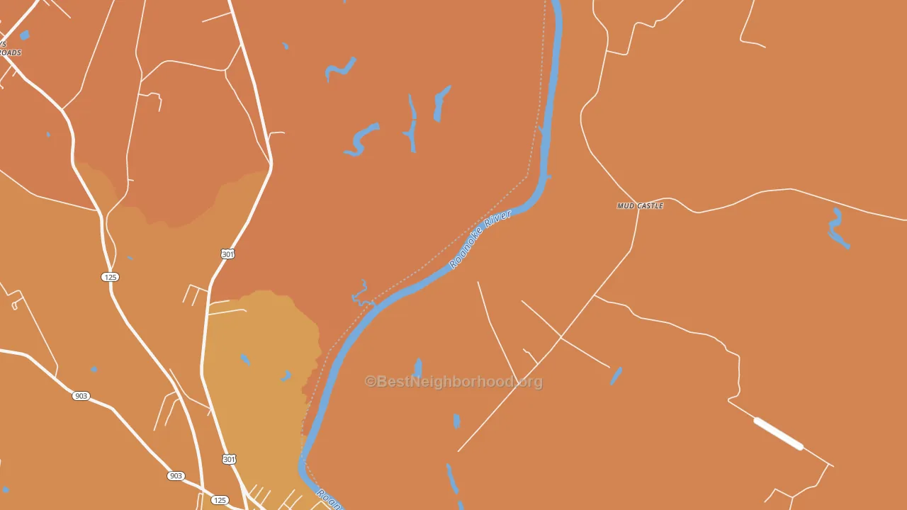Map of the best neighborhoods in the Mud Castle area, with better matches in green and worse matches in red