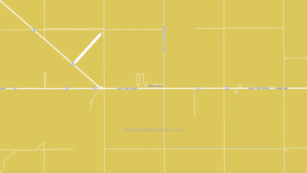 Map of the best neighborhoods in the Mud Lake area, with better matches in green and worse matches in red