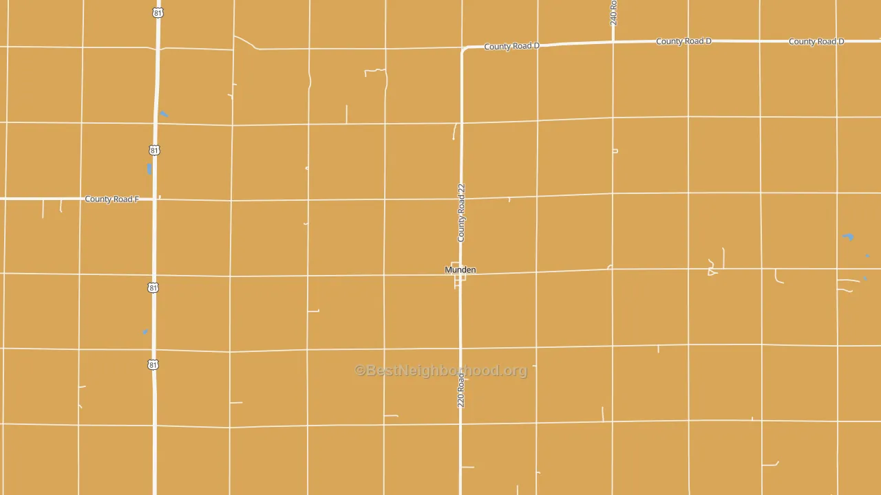 Map of the best neighborhoods in the Munden area, with better matches in green and worse matches in red