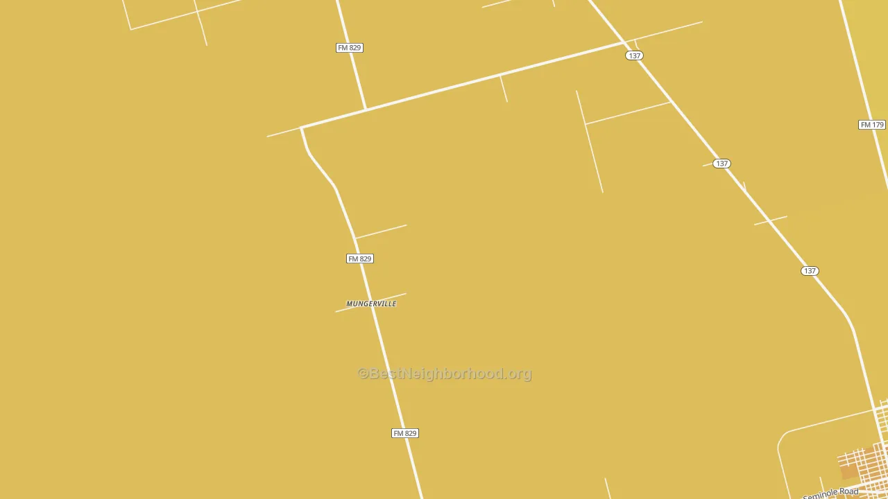 Map of the best neighborhoods in the Mungerville area, with better matches in green and worse matches in red