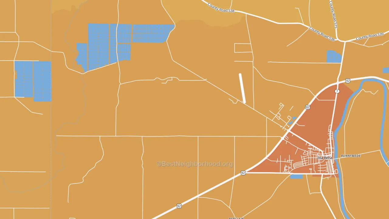 Map of the best neighborhoods in the Murdock Crossing area, with better matches in green and worse matches in red