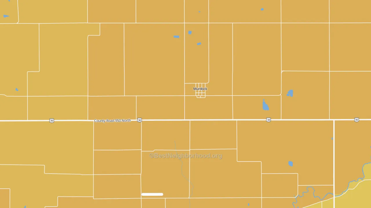 Map of the best neighborhoods in the Murdock area, with better matches in green and worse matches in red